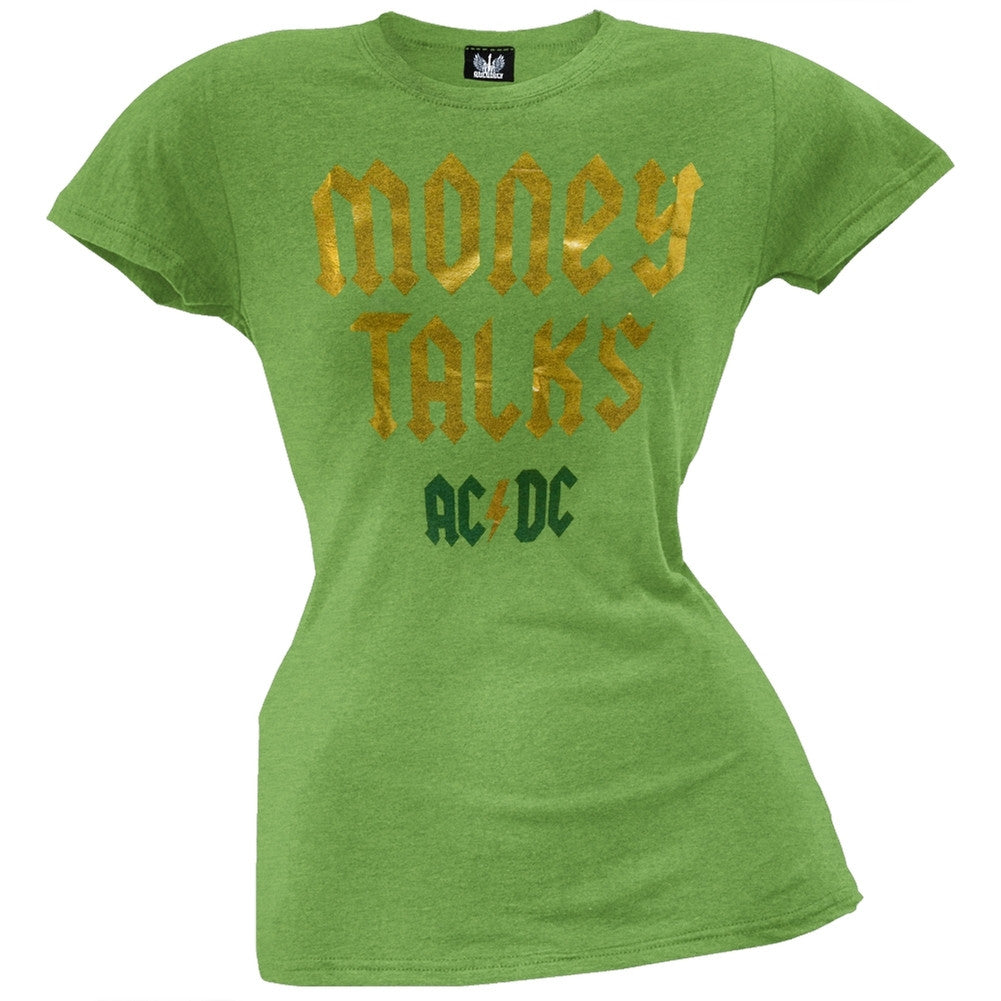 AC/DC - Money Talks Foil Juniors T-Shirt Juniors T-Shirts AC/DC SM Green