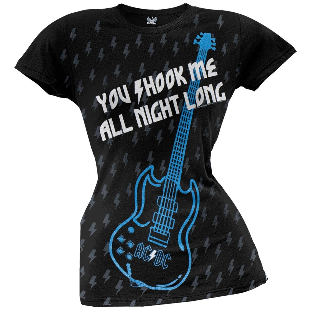 AC/DC -  Shook Me All Night Juniors T-Shirt Juniors T-Shirts AC/DC SM Black 