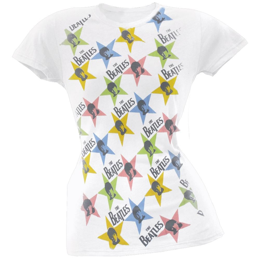 The Beatles - Star Fade Juniors T-Shirt Juniors T-Shirts The Beatles MD White