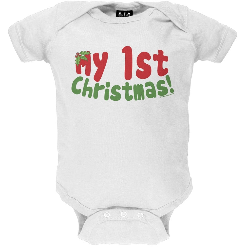 My 1st Christmas Baby One Piece Baby One Piece Old Glory 0-3M White 