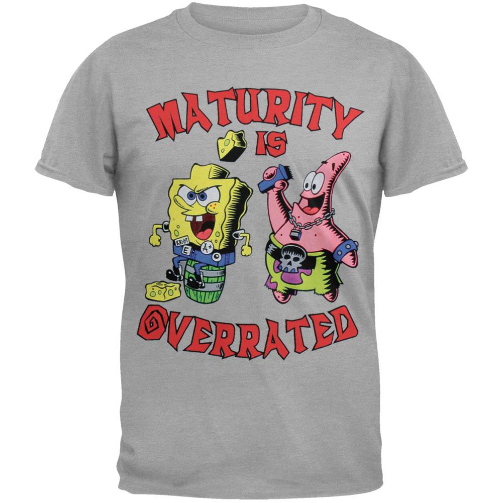 Spongebob Squarepants - Maturity Is Overrated Youth T-Shirt Youth T-Shirts Spongebob Squarepants XS Grey 