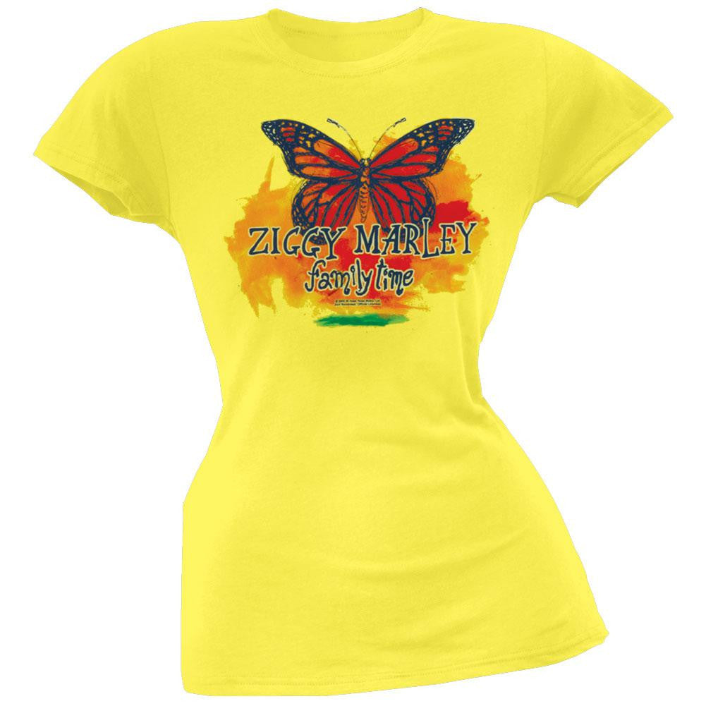 Ziggy Marley - Butterflies Juniors T-Shirt Juniors T-Shirts Ziggy Marley LG Yellow 