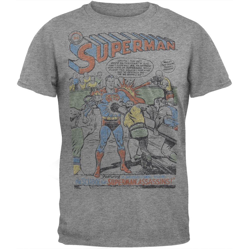 Superman - School Of Assassins Soft T-Shirt Men's T-Shirts Superman LG Grey 