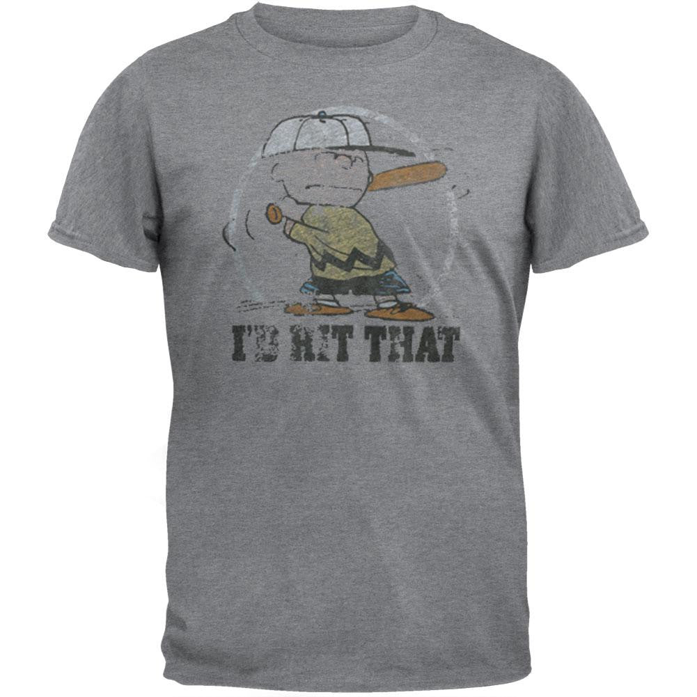 Peanuts - I'd Hit That Soft T-Shirt Men's T-Shirts Peanuts MD Grey 