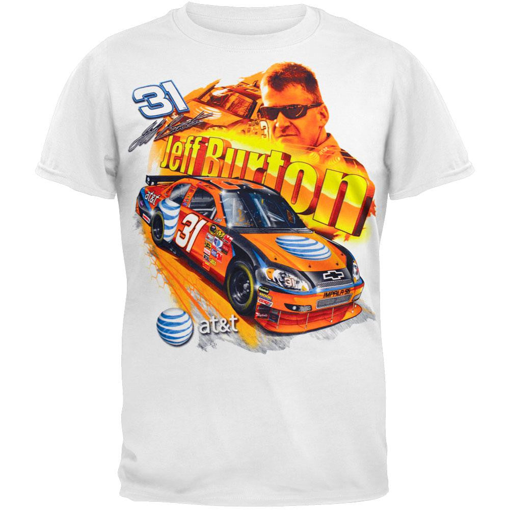 Nascar - Jeff Burton Photo T-Shirt Men's T-Shirts Jeff Burton SM White 