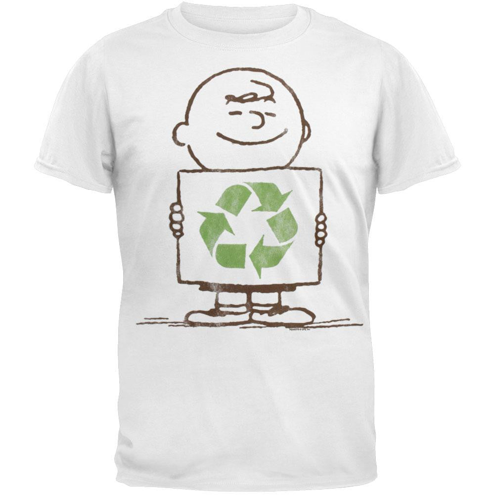 Peanuts - Charlie Recycling Soft Adult T-Shirt Men's T-Shirts Peanuts LG White 