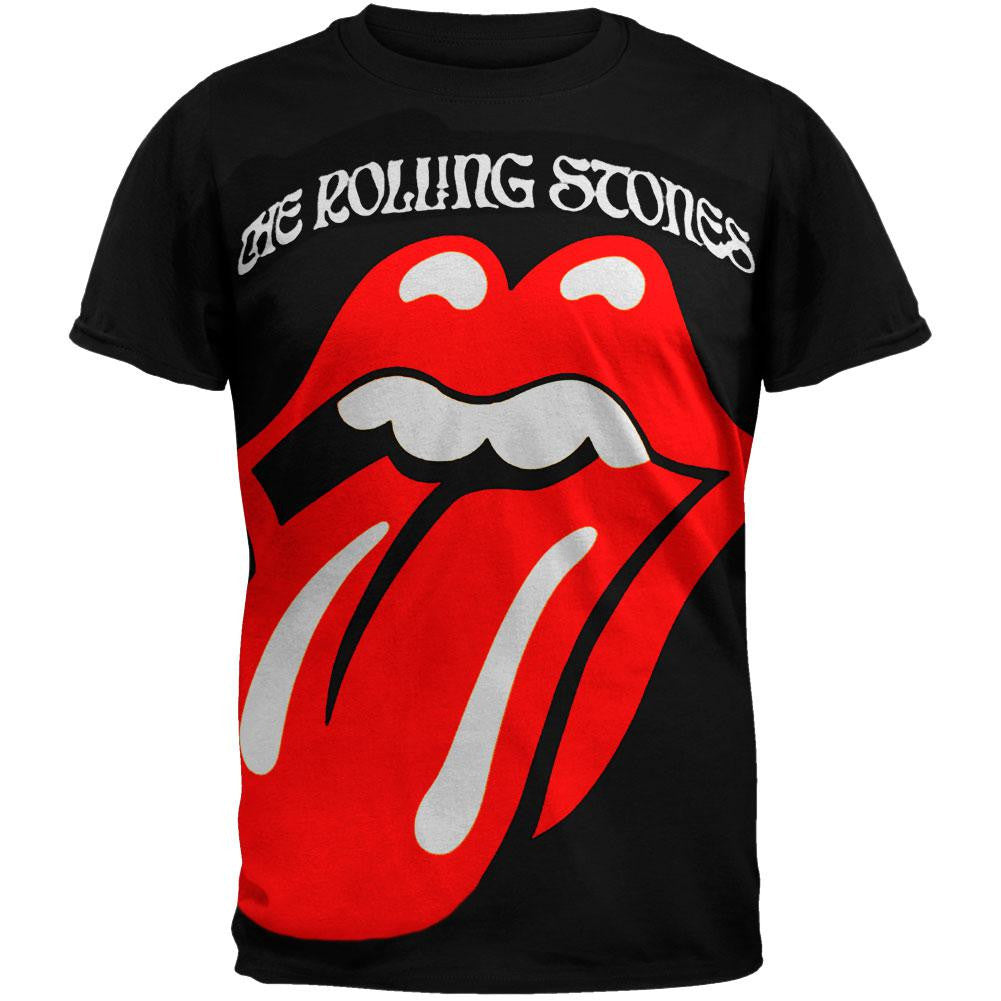 Rolling Stones - Tongue Black Subway T-Shirt Men's T-Shirts Rolling Stones SM Black 