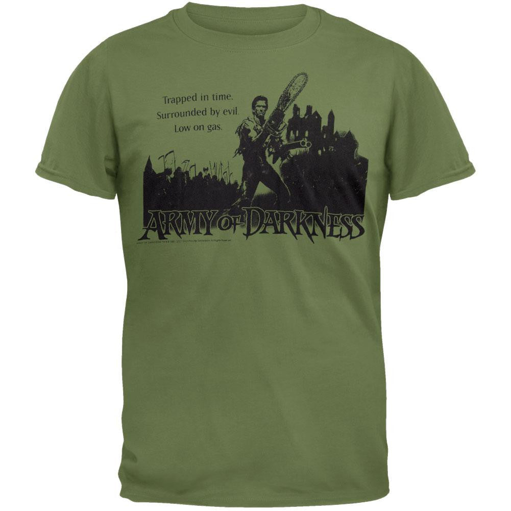 Army Of Darkness - Low On Gas Green Adult T-Shirt Men's T-Shirts Army of Darkness SM Dark Green 