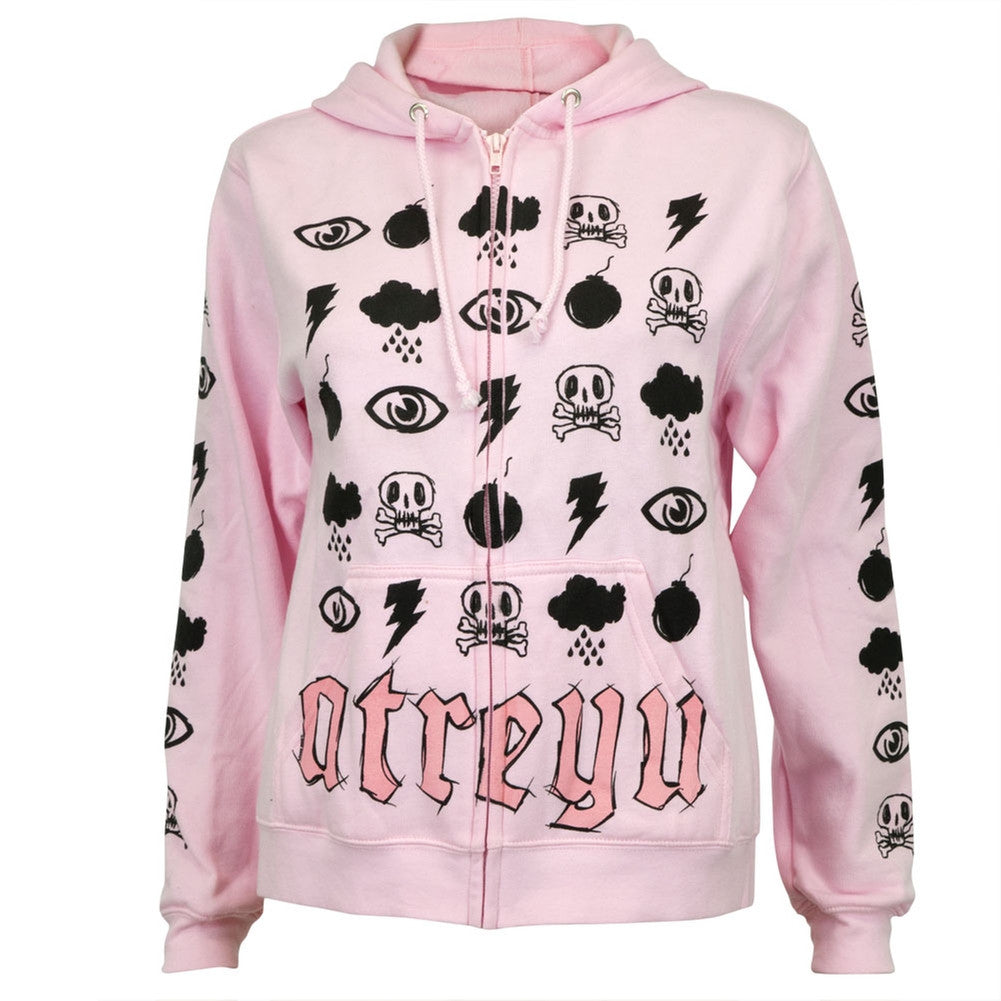 Women's Atreyu Icons & Symbols Zip-Front Hoodie Women's Hoodies Atreyu SM Light Pink