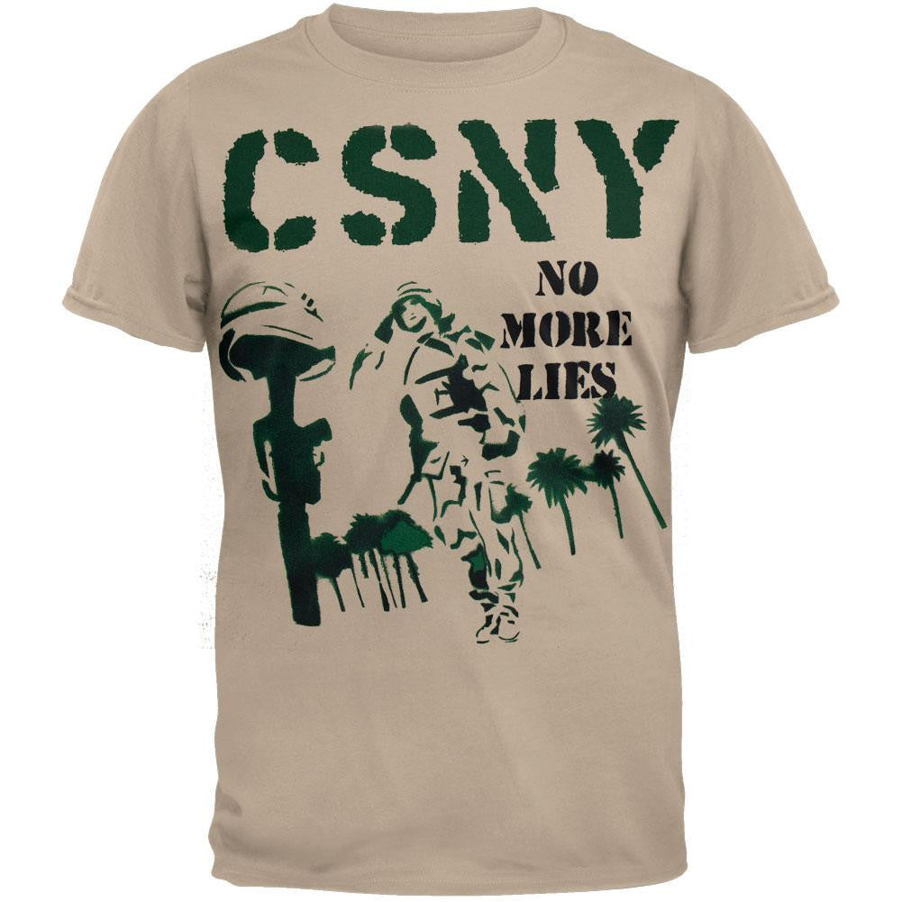 CSNY - No More Lies T-Shirt Men's T-Shirts Crosby, Stills, Nash LG Beige 