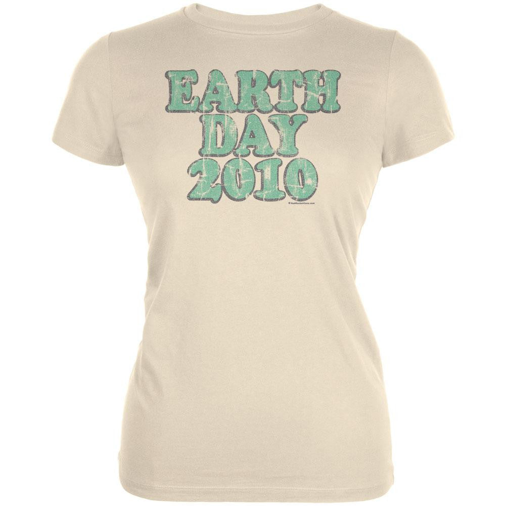 Earth Day 2010 Juniors T-Shirt Juniors T-Shirts Old Glory LG Off-White 