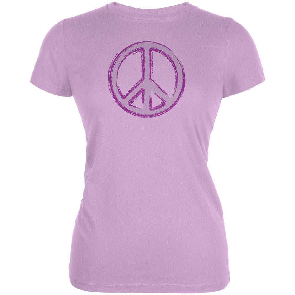 Peace Sign Lilac Juniors T-Shirt Juniors T-Shirts Old Glory LG Purple 