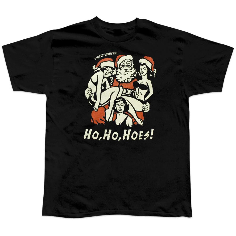 Pimpin Santa Ho Ho Hoes T-Shirt Men's T-Shirts Old Glory LG Black 