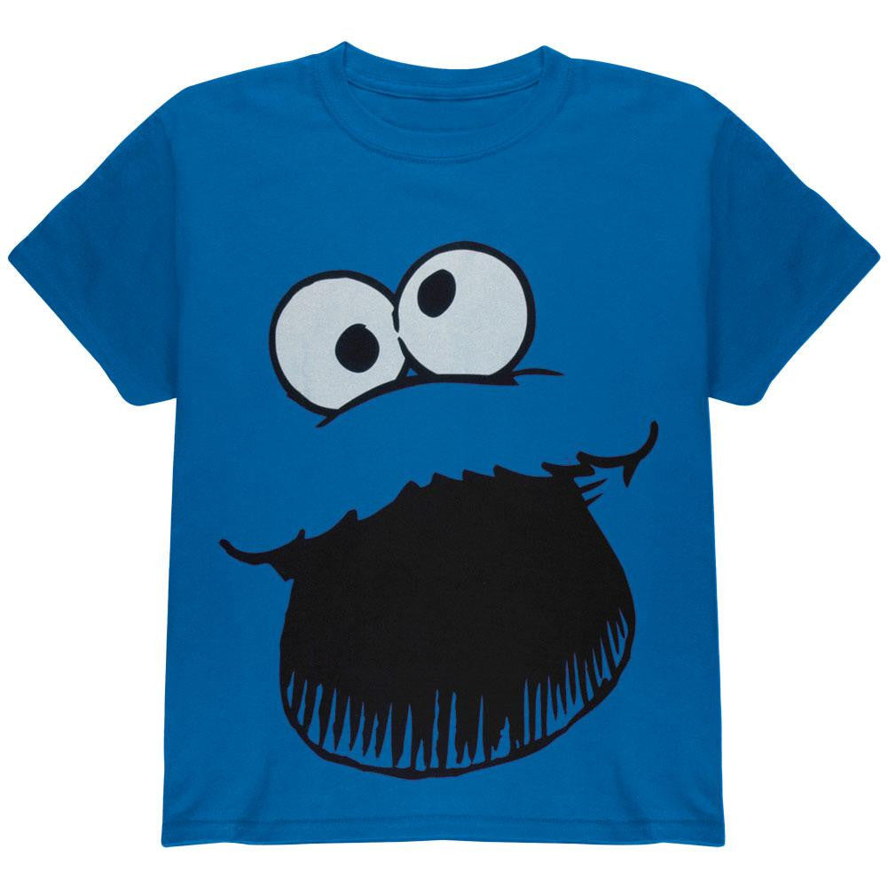 Sesame Street - Cookie Monster Face Youth Costume T-Shirt Youth T-Shirts Sesame Street SM Blue