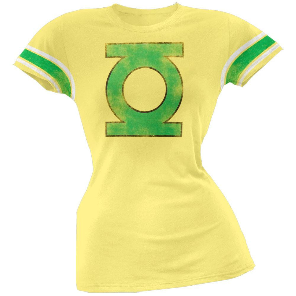 Green Lantern - Distressed Logo Juniors T-Shirt Juniors T-Shirts Green Lantern XL Yellow 