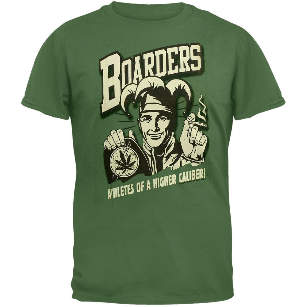 Boarders - Athletes Of A Higher Caliber T-Shirt Men's T-Shirts Old Glory LG Dark Green 