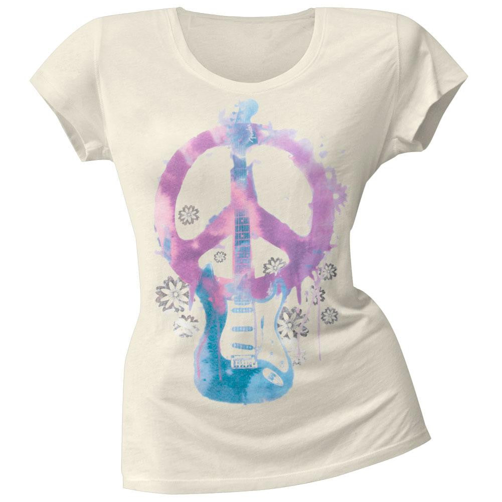 Fender - Peace And Guitar Juniors T-Shirt Juniors T-Shirts Fender LG Off-White 