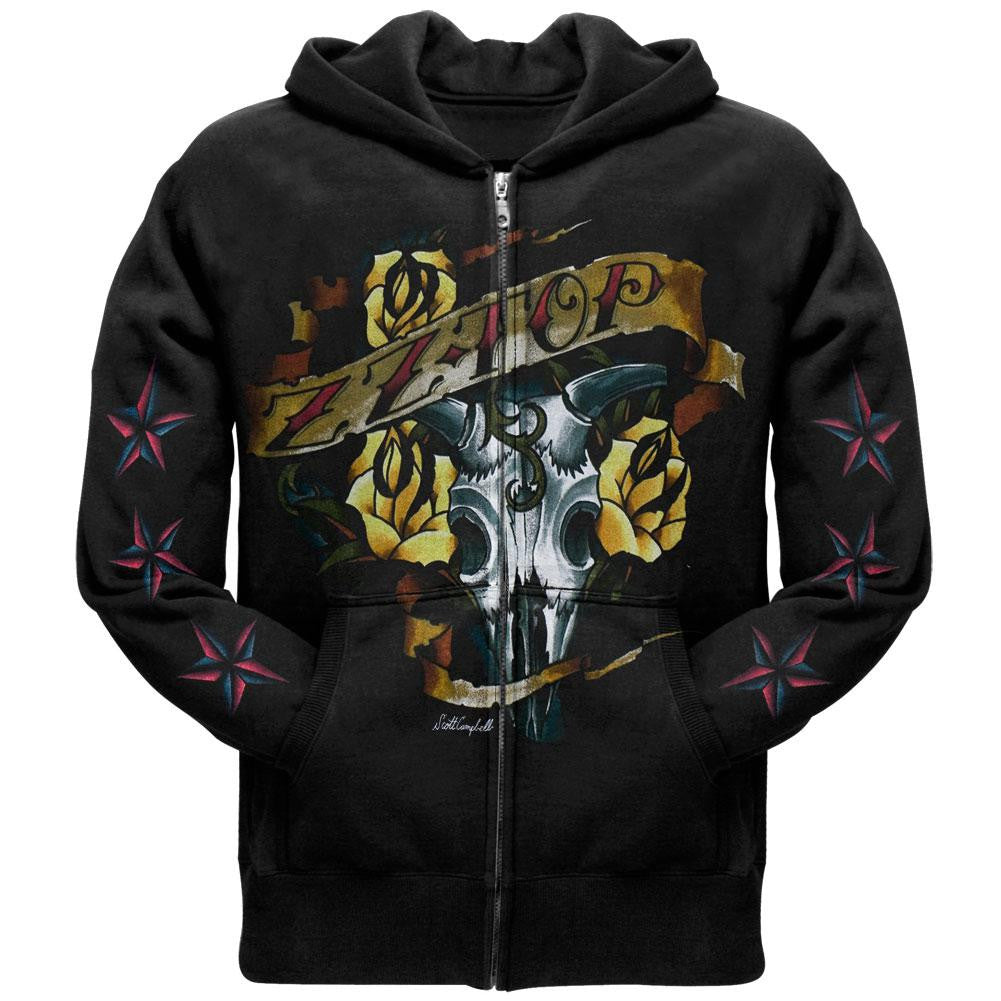 ZZ Top Six Shooter Mens Zip Hoodie Men's Hoodies ZZ Top SM Black 