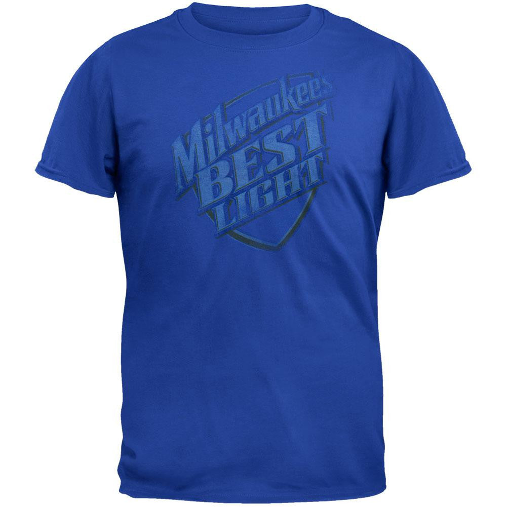 Milwaukee's Best Light - Distressed Flock Soft T-Shirt Men's T-Shirts Old Milwaukee SM Blue 