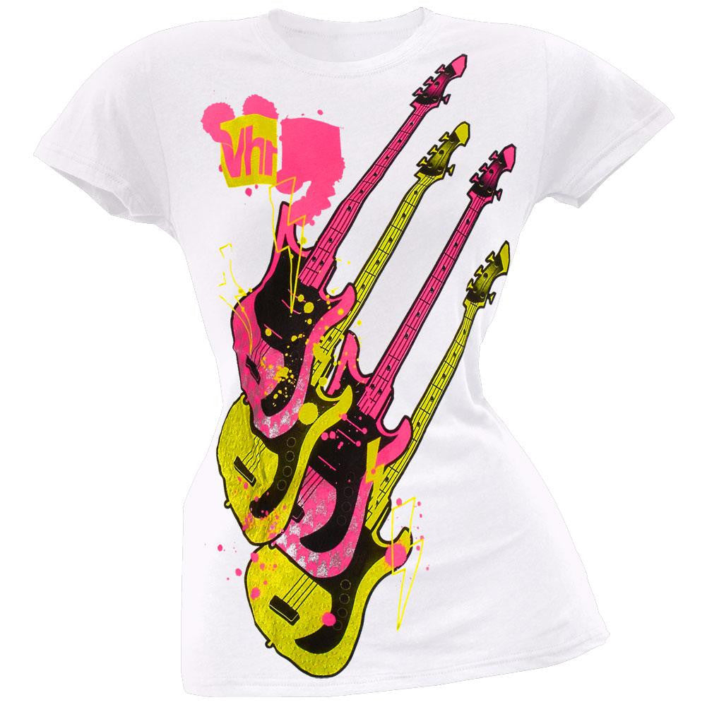 Vh1 - Repeated Guitars Juniors T-Shirt Juniors T-Shirts MTV Icons & Shows SM White