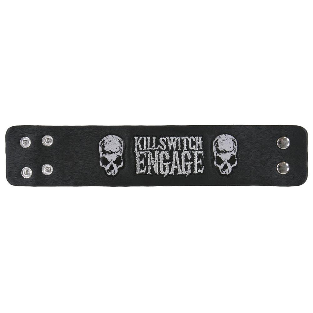 Killswitch Engage - Logo Skulls Leather Wristband Wristbands Old Glory   