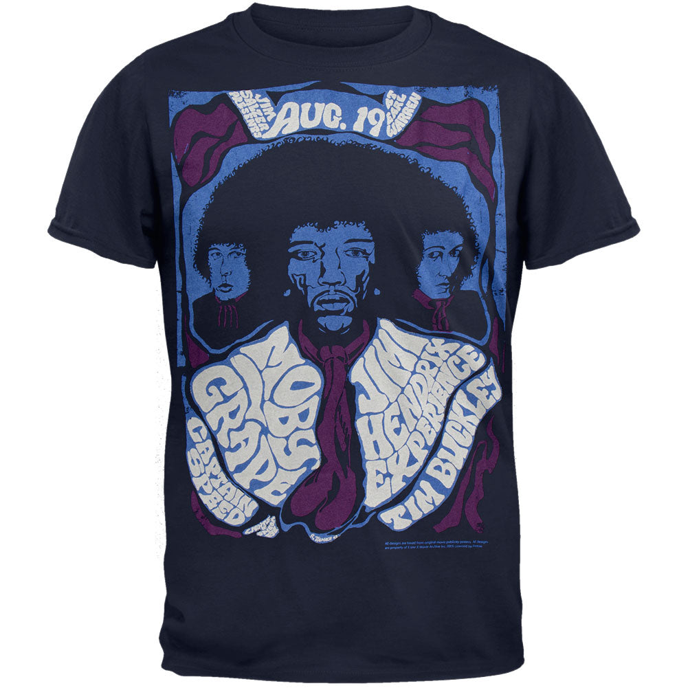 Jimi Hendrix - Concert Flyer T-Shirt Men's T-Shirts Jimi Hendrix LG Dark Blue 