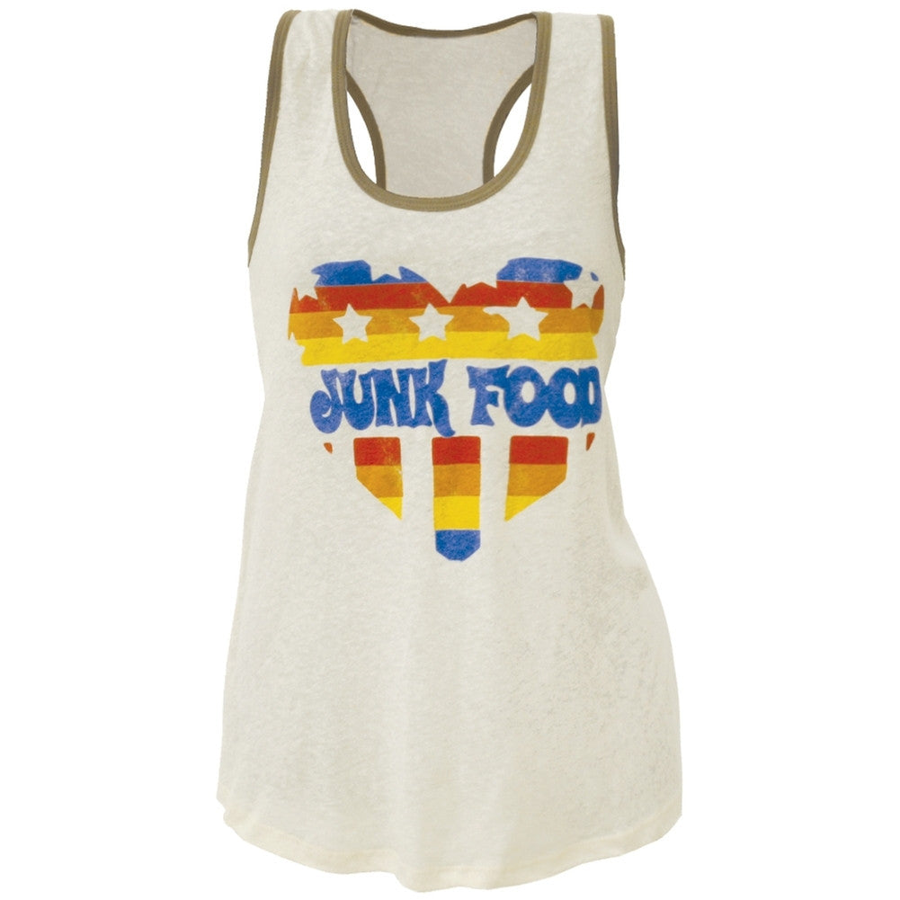 Junk Food - Heart Juniors Tank Top Juniors Tank Tops Old Glory   