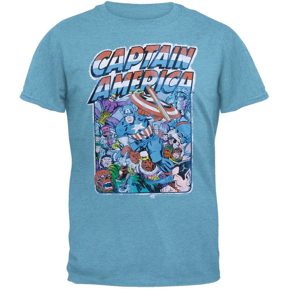 Captain America - Battle Soft T-Shirt Men's T-Shirts Captain America LG Light Blue