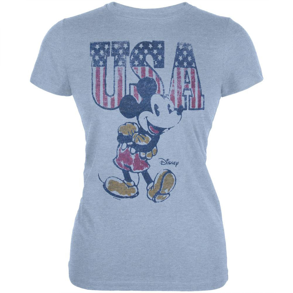 Mickey Mouse - USA Mickey Juniors T-Shirt Juniors T-Shirts Mickey Mouse LG Blue 