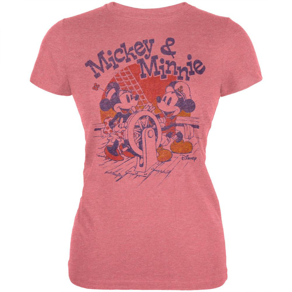 Mickey Mouse - On A Boat Juniors T-Shirt Juniors T-Shirts Mickey Mouse LG Pink 