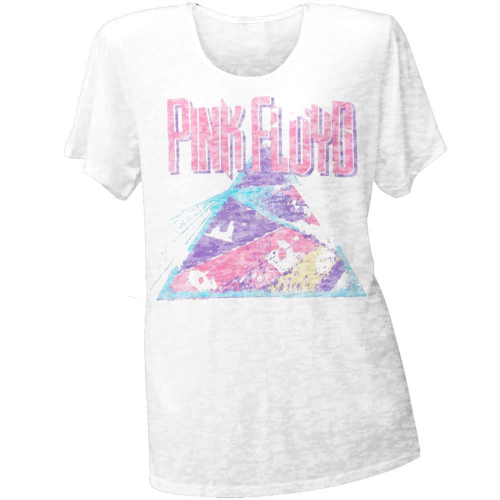 Pink Floyd - Paint Prism Juniors Boyfriend T-Shirt Juniors T-Shirts Pink Floyd SM White