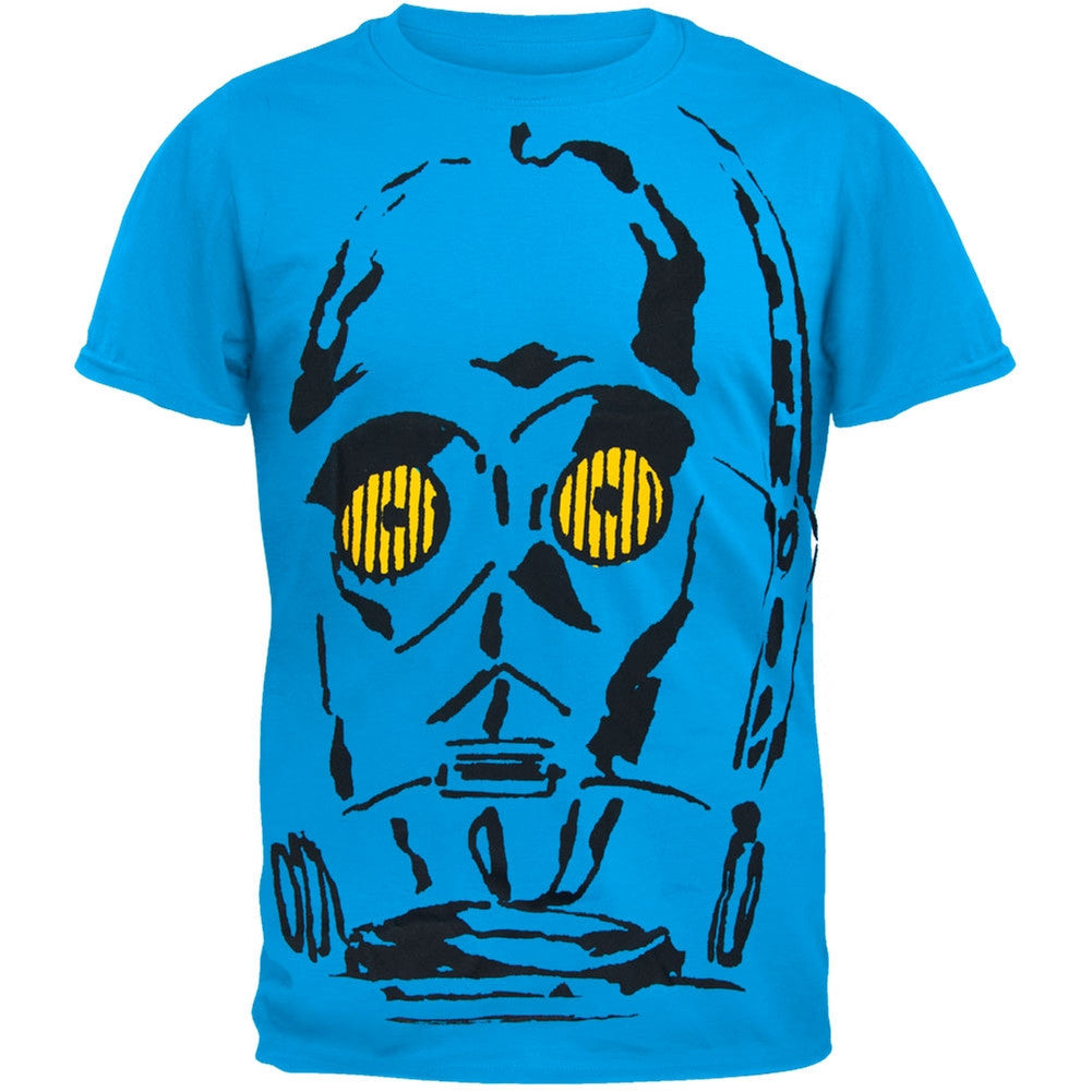 Star Wars - Threepeeoh Soft T-Shirt Men's T-Shirts Star Wars 2XL Light Blue 