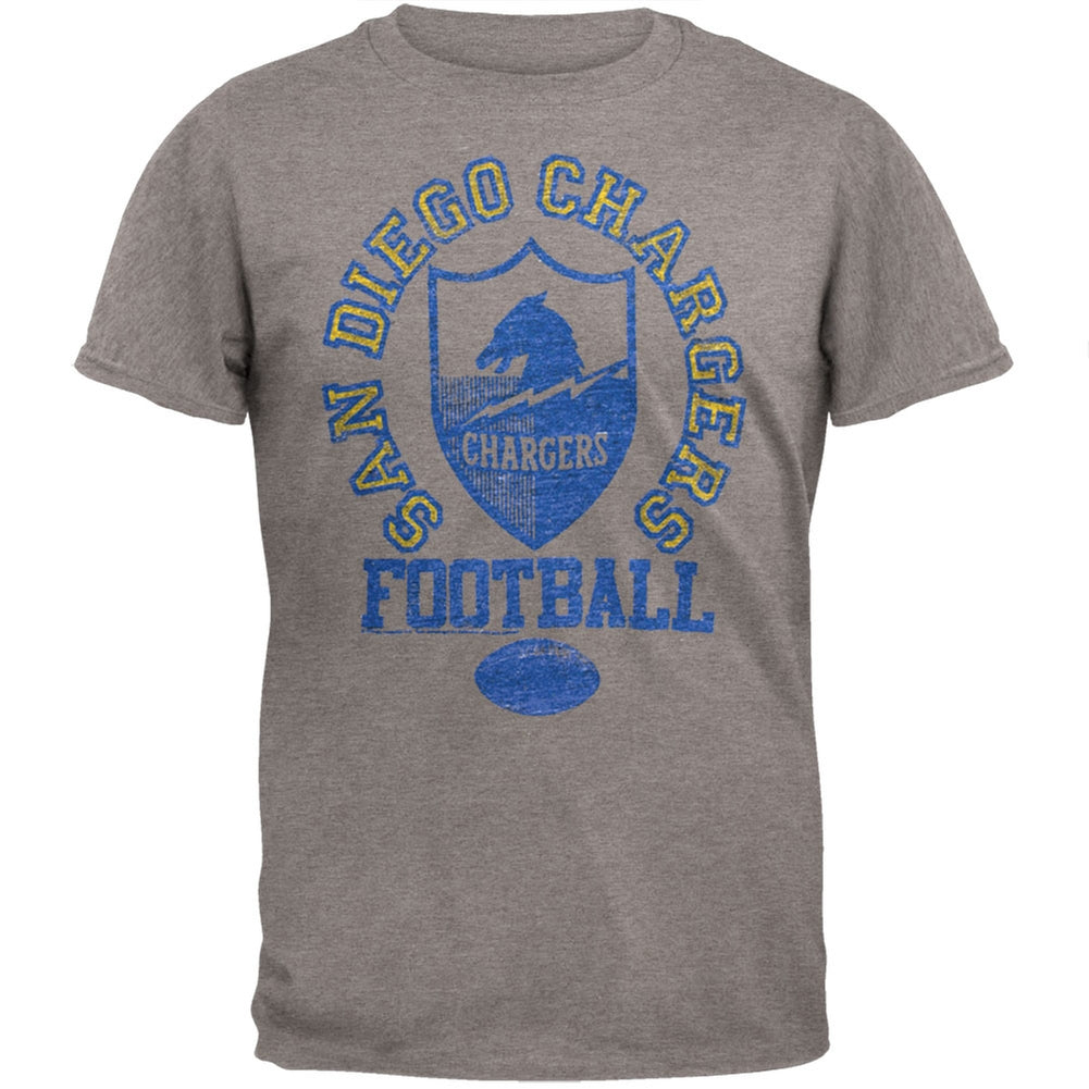 San Diego Chargers - Vintage Logo Grey Soft T-Shirt Men's T-Shirts San Diego Chargers SM Grey 