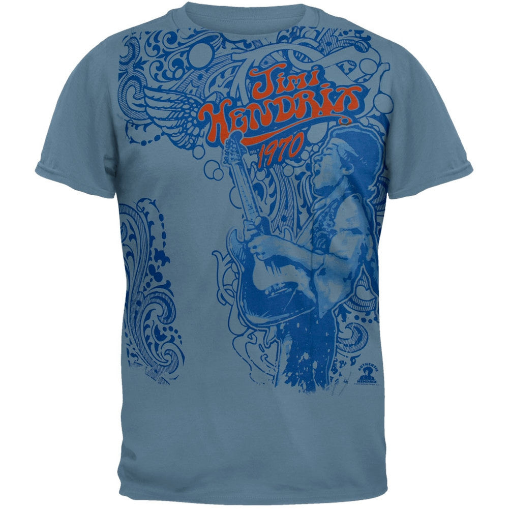 Jimi Hendrix - Paisley Haze Soft T-Shirt Men's T-Shirts Jimi Hendrix MD Light Blue 