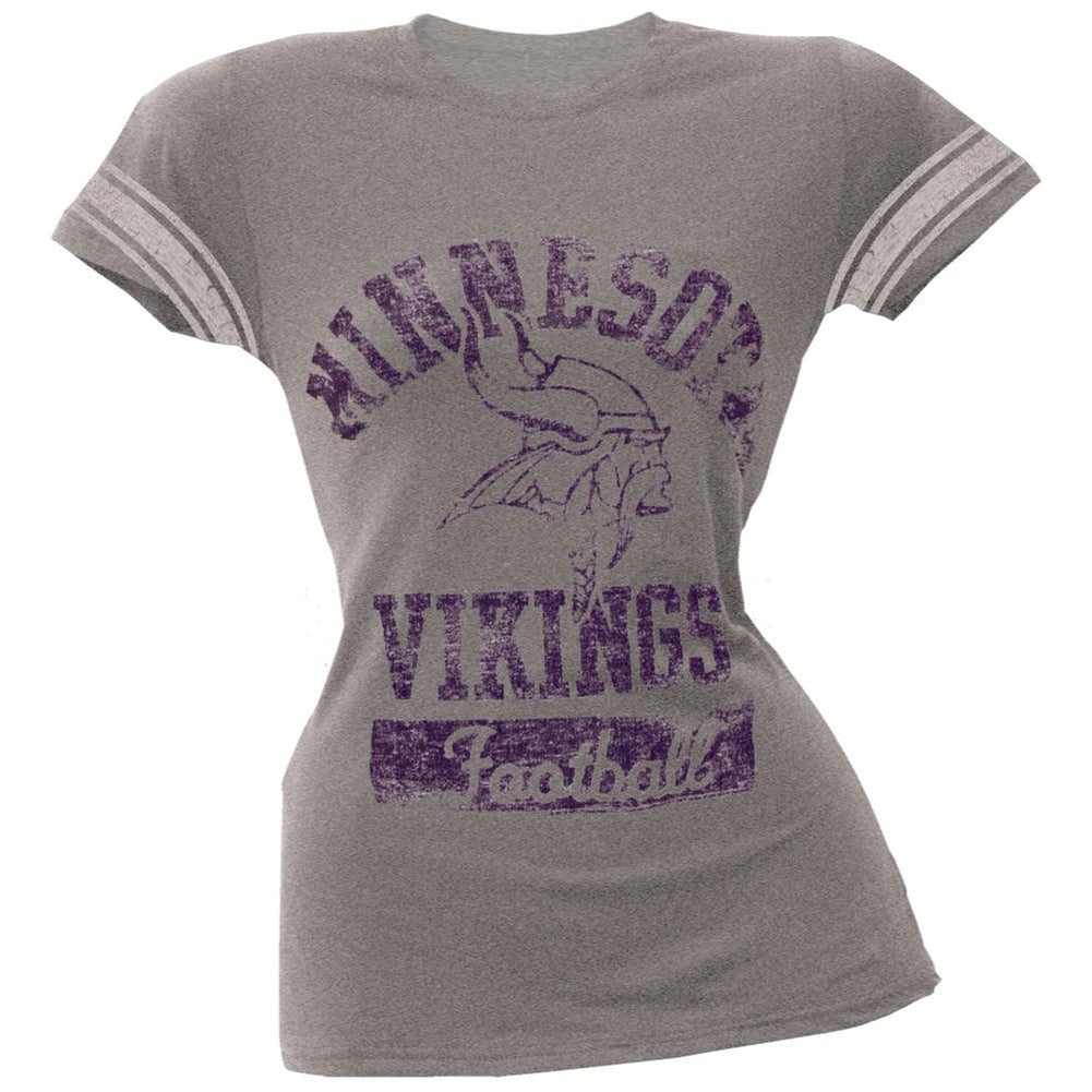 Minnesota Vikings - Vintage Logo Juniors Varsity T-Shirt Juniors T-Shirts Minnesota Vikings LG Grey 