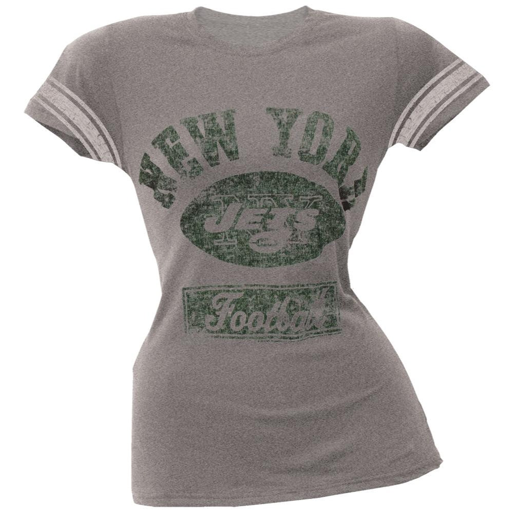 New York Jets - Vintage Logo Juniors Varsity T-Shirt Juniors T-Shirts New York Jets LG Grey 