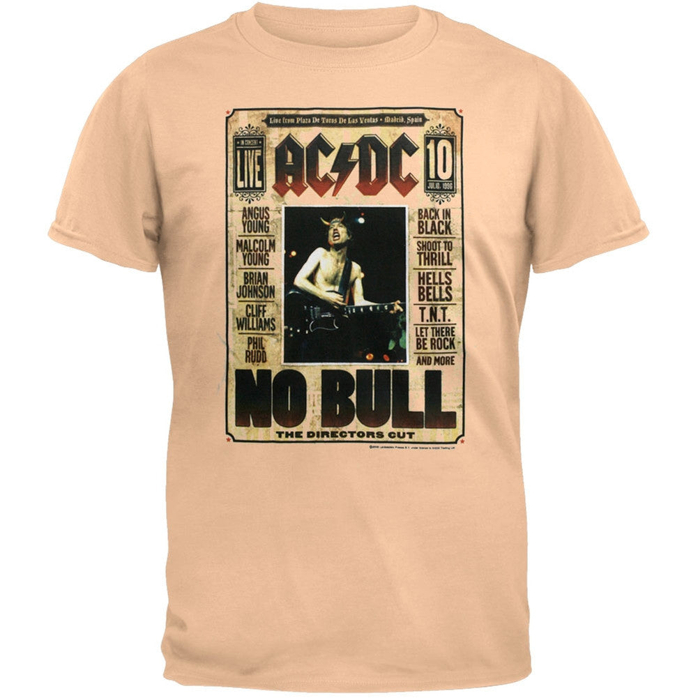 AC/DC - No Bull Tan T-Shirt Men's T-Shirts AC/DC SM Tan 