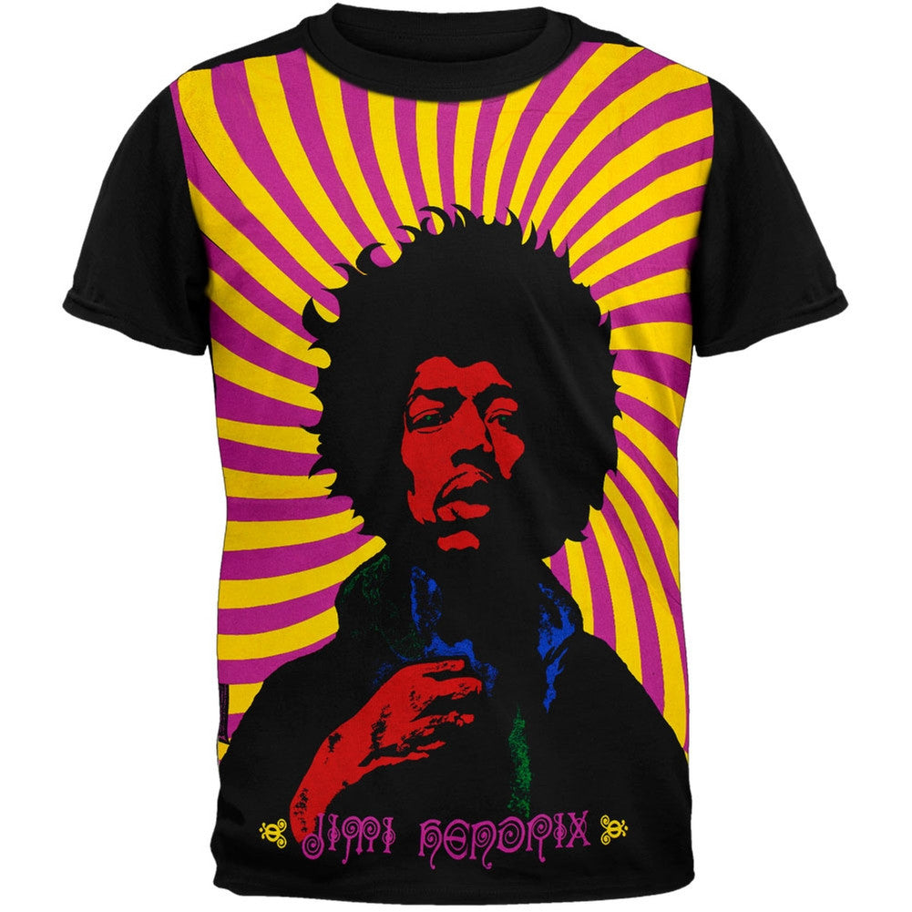 Jimi Hendrix - Swirl Poster Subway T-Shirt Men's T-Shirts Jimi Hendrix MD Black 