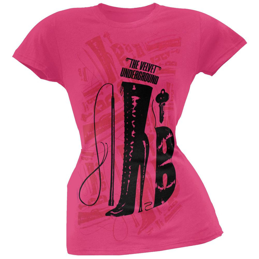 Velvet Underground - Boot Repetition Juniors Subway T-Shirt Juniors T-Shirts Velvet Underground XL Pink 