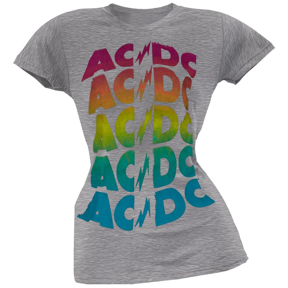 AC/DC - Neon Repeat Juniors T-Shirt Juniors T-Shirts AC/DC SM Grey 