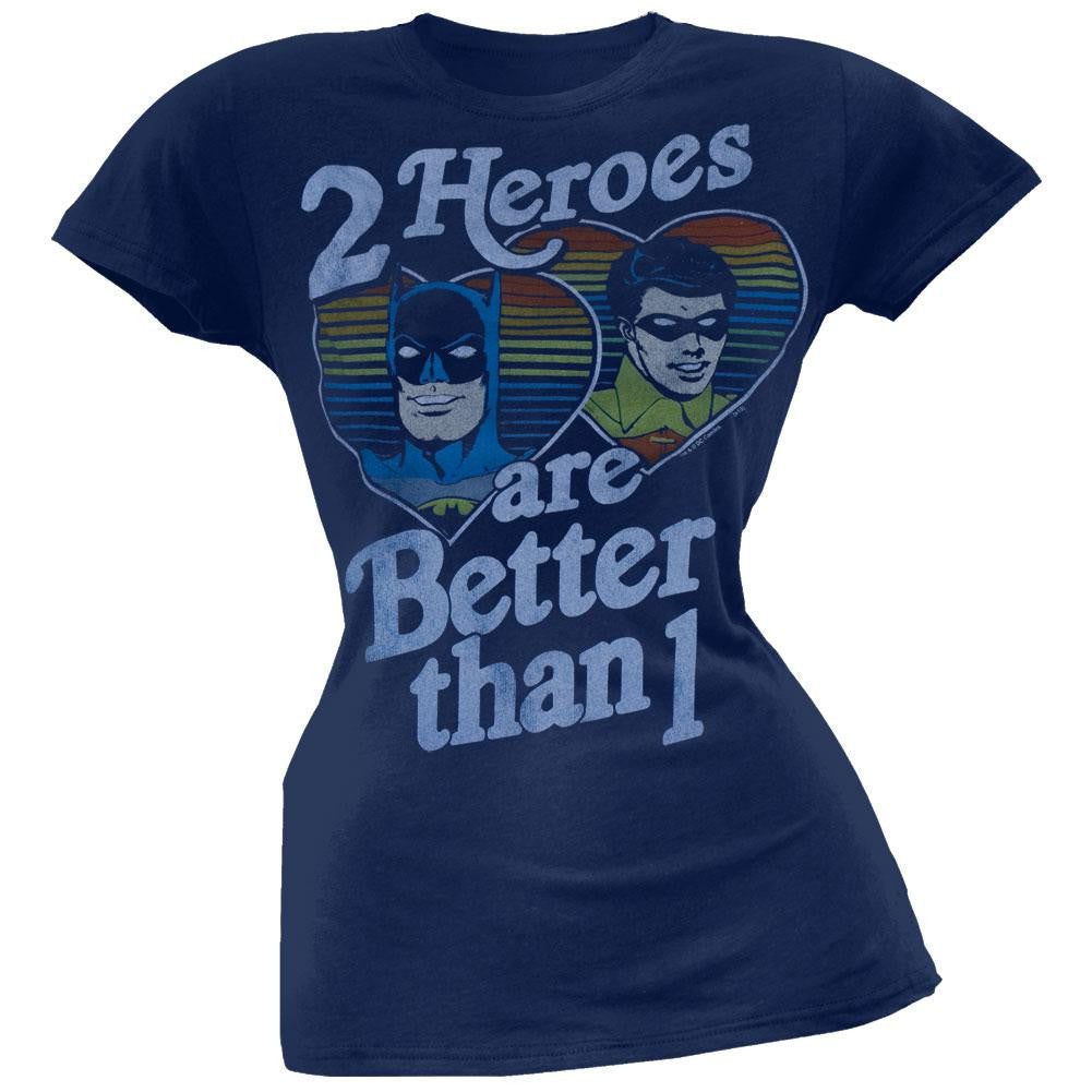 DC Comics - Two Heroes Juniors T-Shirt Juniors T-Shirts DC Comics MD Blue 