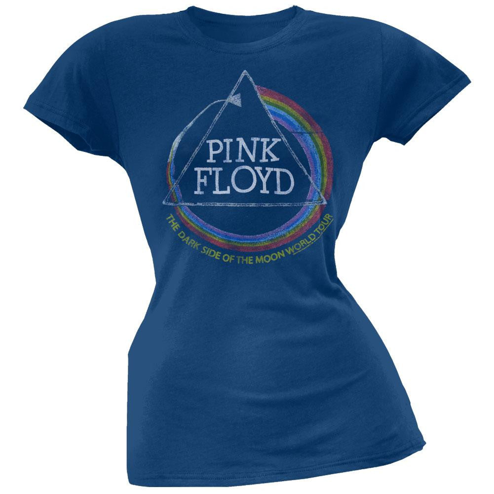 Pink Floyd - Dark Side World Tour Juniors T-Shirt Juniors T-Shirts Pink Floyd SM Blue