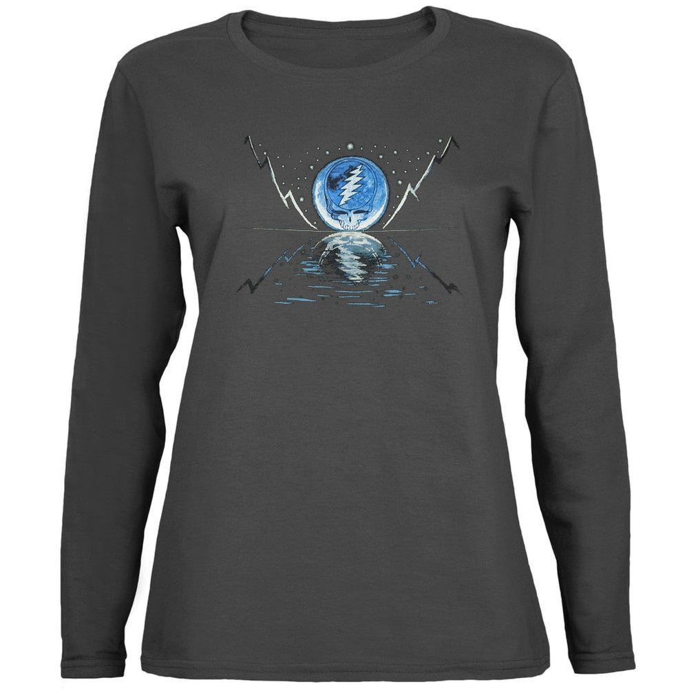 Grateful Dead - Blue Moon Grey Juniors Long Sleeve T-Shirt Juniors Long Sleeves Grateful Dead SM Grey