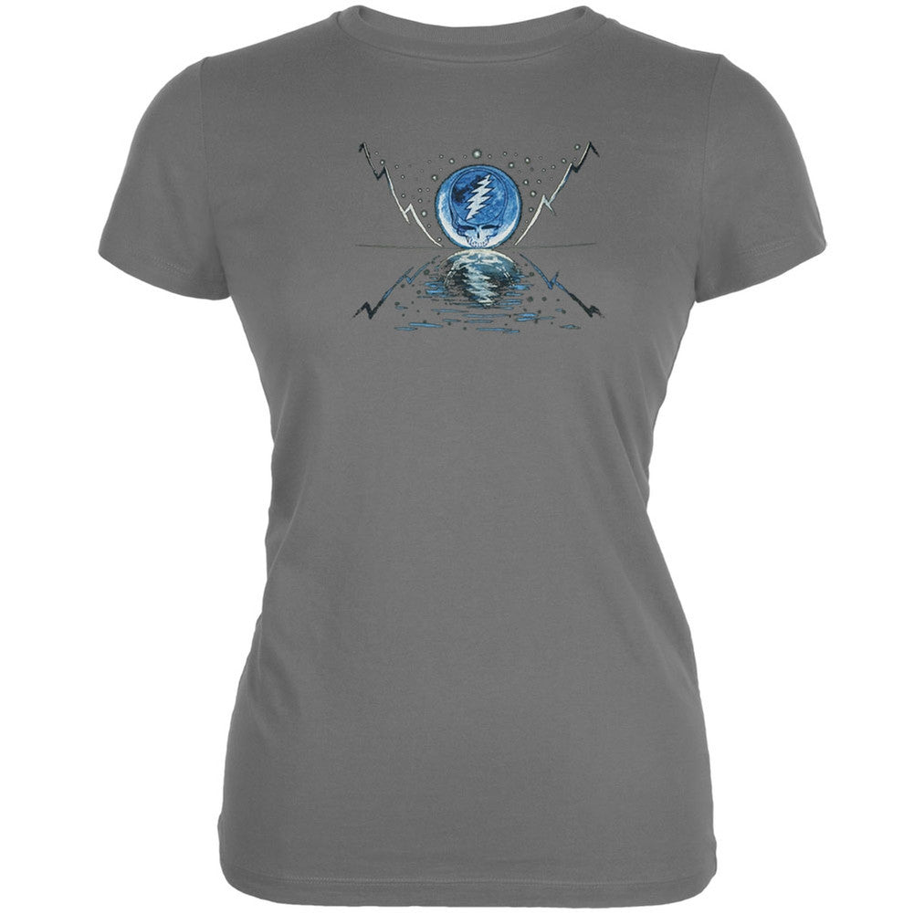 Grateful Dead - Blue Moon Grey Juniors T-Shirt Juniors T-Shirts Grateful Dead MD Grey