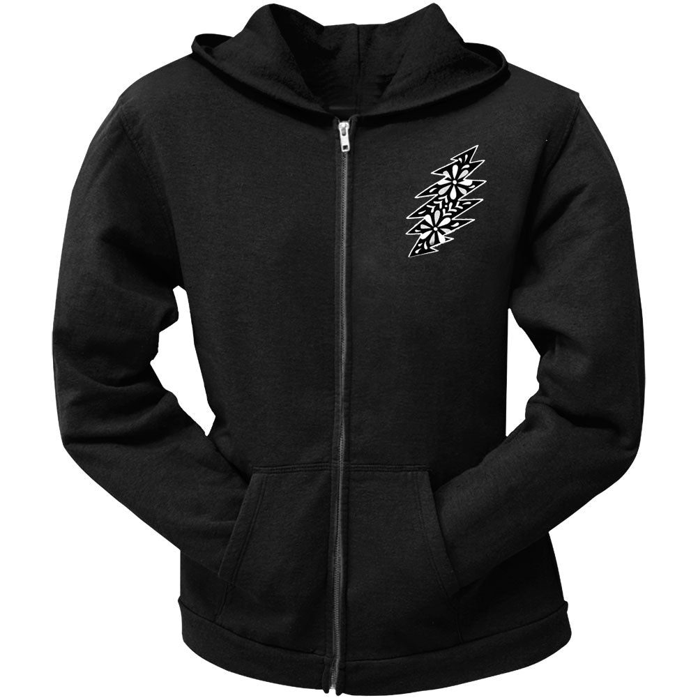 Grateful Dead - Black & White Calaveras Black Juniors Zip Hoodie Juniors T-Shirts Grateful Dead   