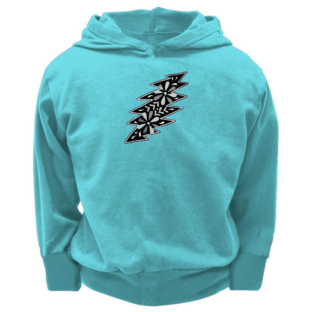 Grateful Dead - Black & White Calaveras Aqua Toddler Hoodie Toddler Hoodies Little Hippie 2T Light Blue 