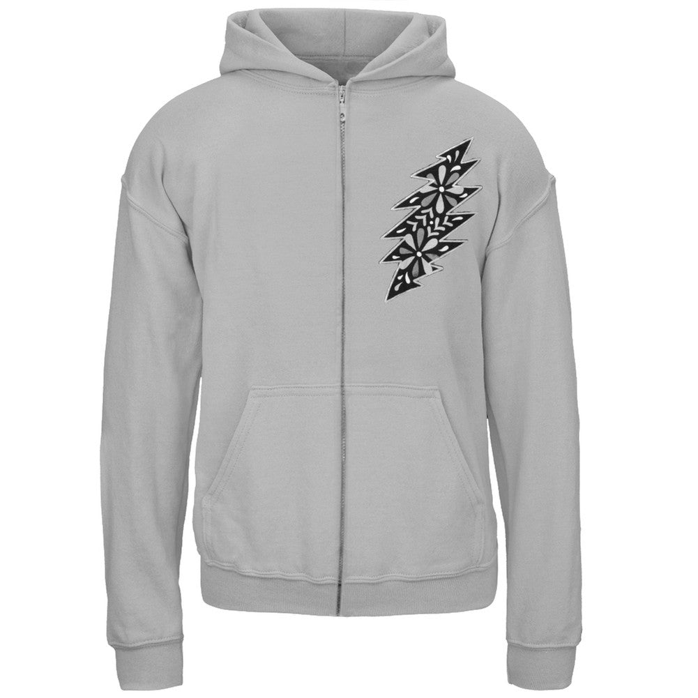 Grateful Dead - Black & White Calaveras Grey Youth Zip Hoodie Youth Hoodies Little Hippie SM Grey