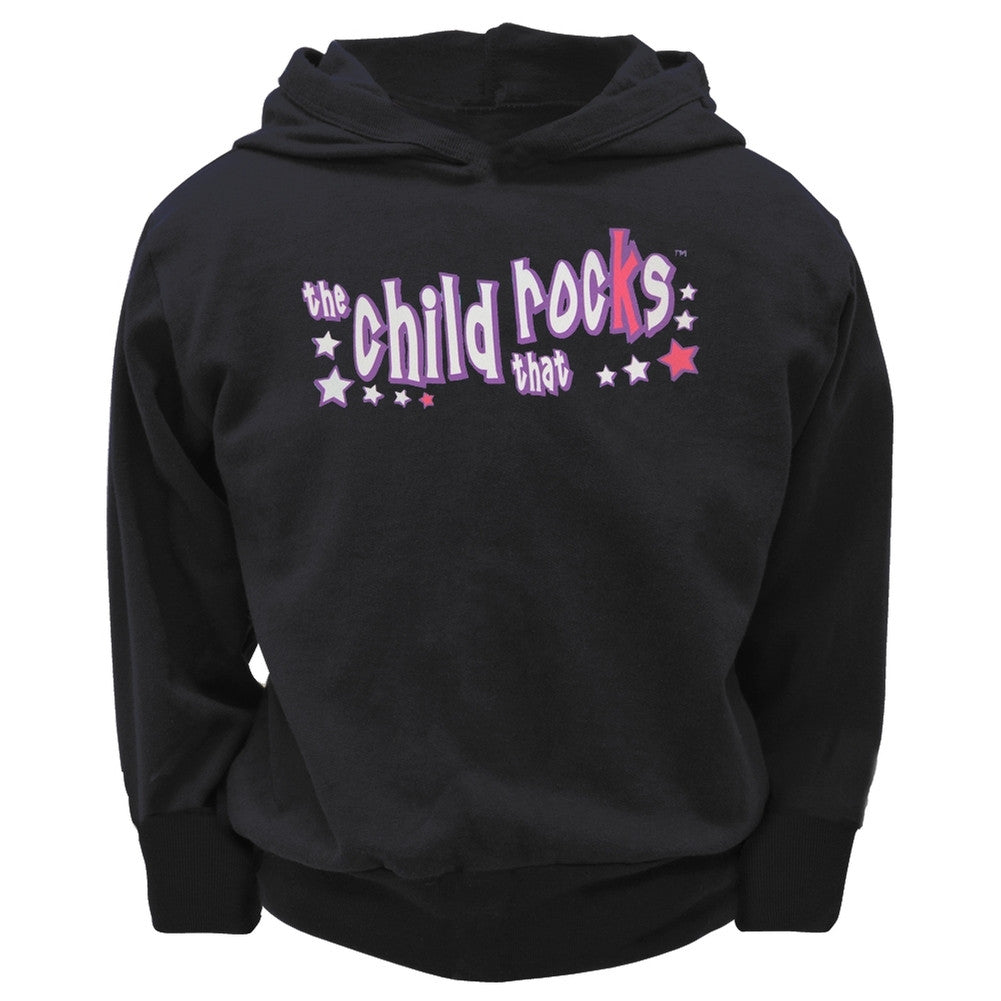 Little Hippie - The Child That Rocks Logo Black Toddler Hoodie Toddler Hoodies Little Hippie   