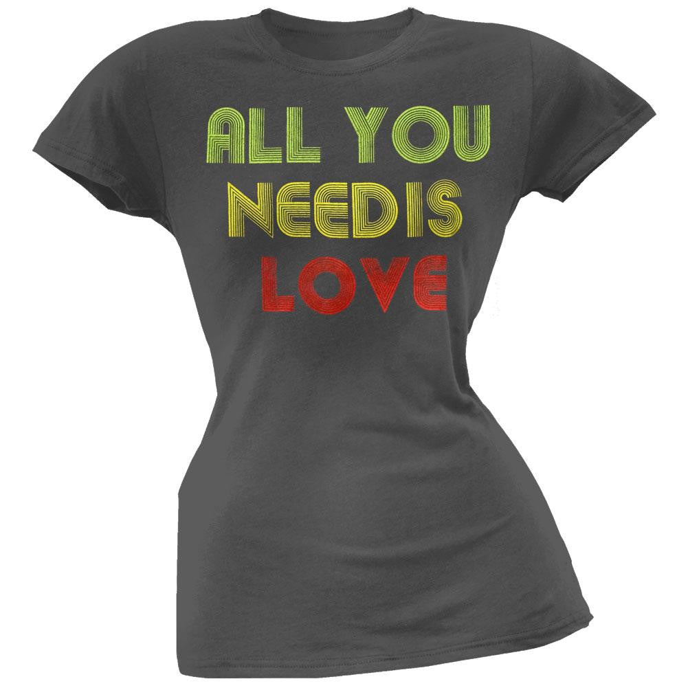 The Beatles - All You Need Flocked Juniors T-Shirt Juniors T-Shirts The Beatles LG Grey 