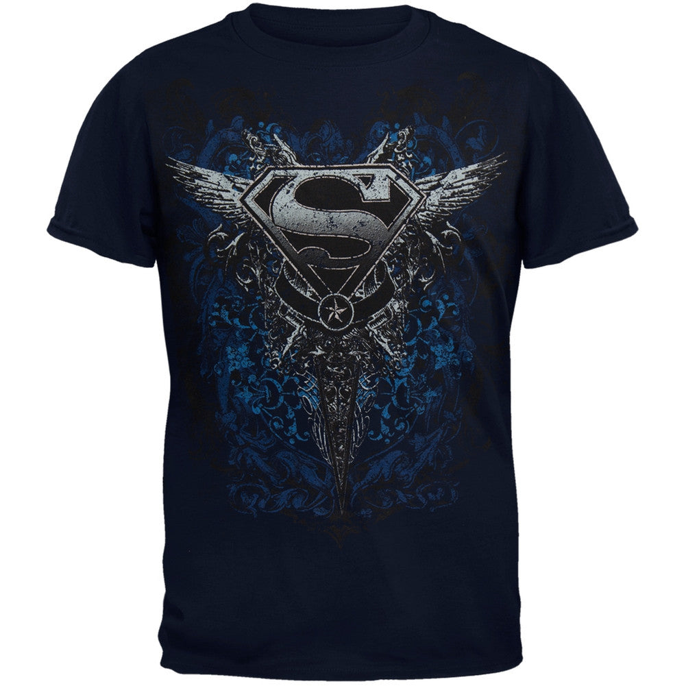 Superman - Steel Crest Youth T-Shirt Youth T-Shirts Superman YXL Dark Blue 